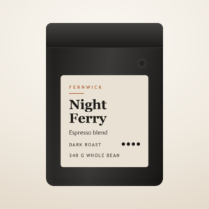 A bag of Fernwick Night Ferry coffee